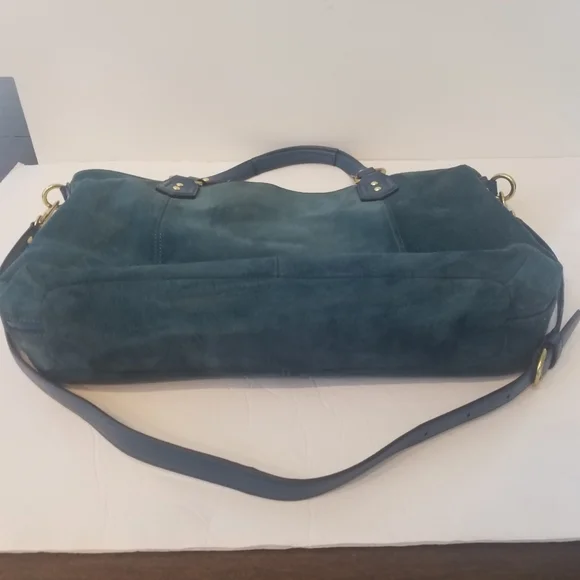 Coach Campbell Izzy Teal Tote Suede Bag w/ Shoulder strap. Good used condition. - Picture 11 of 16